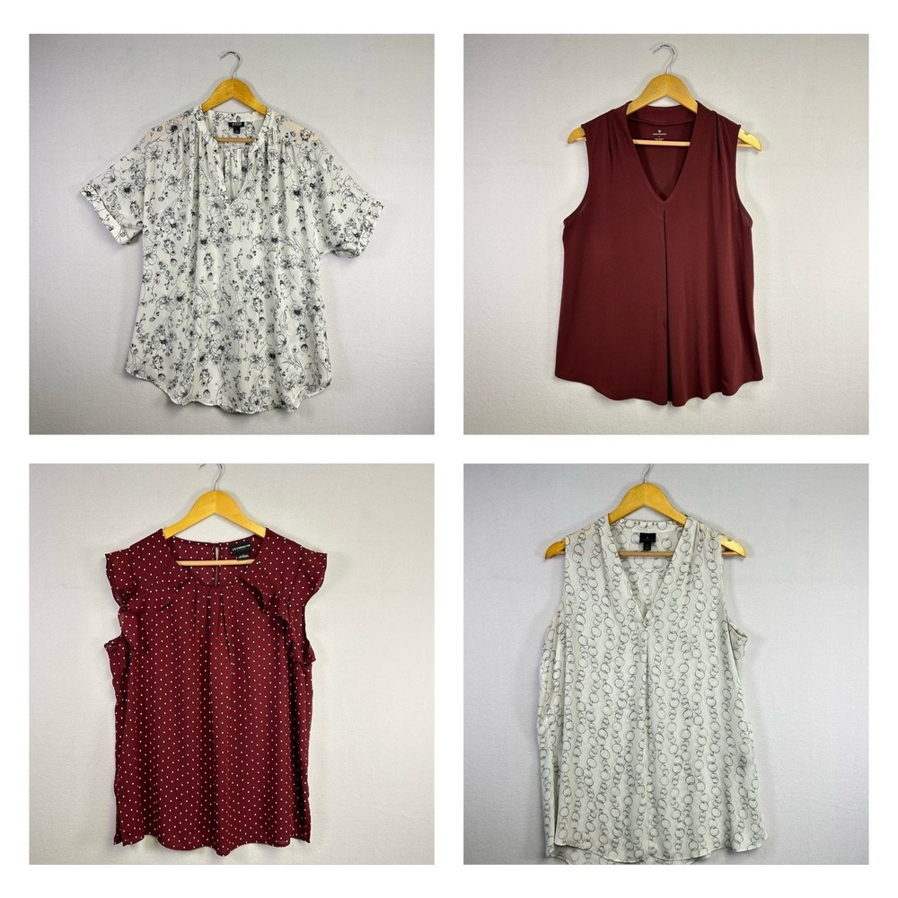 Floral Polka Dot Career Bundle Mixed Brands Womens Large Multi Color Blouse Lot